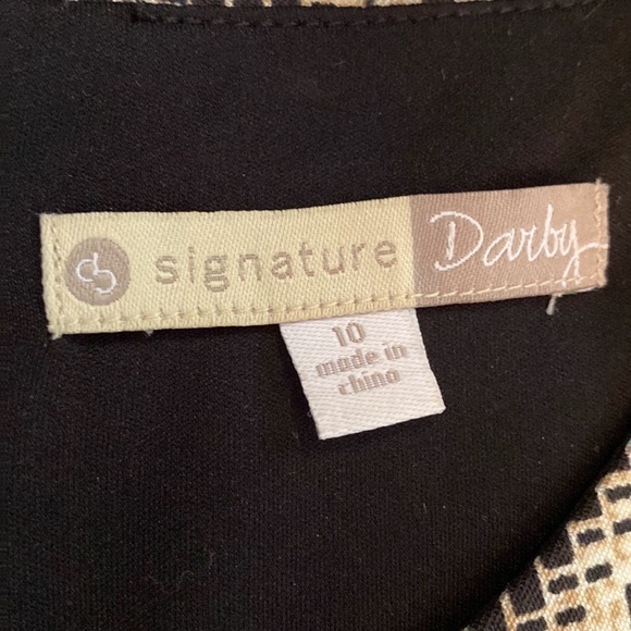 DB Signature Darby Geometric Black Tan Sleeveless Flare Dress Size 10 - Picture 8 of 10